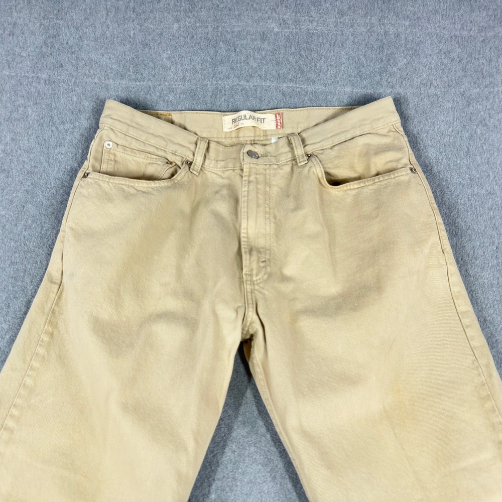 Vintage Levi's 505 36x30 Beige Khaki Regular Fit Jeans Y2K